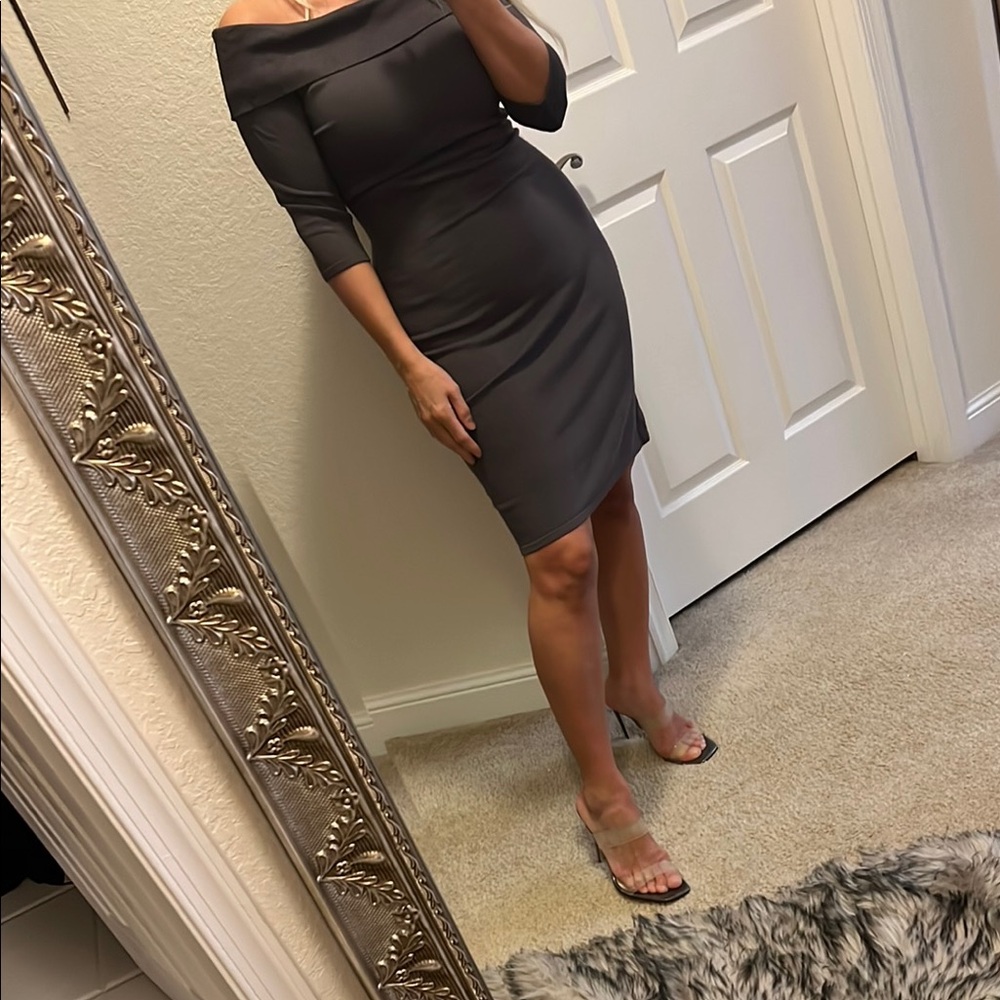 Elegant Off-Shoulder Gray Dress